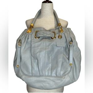 Rough Roses Genuine Leather Bag in Light Grey
